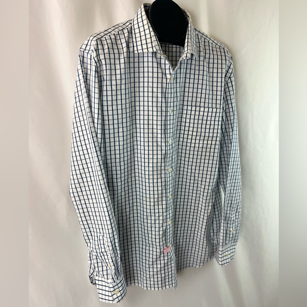 80’s two ply Blue and White Plaid button Down Thompson Shirtings J. Crew XLT - Picture 4 of 11